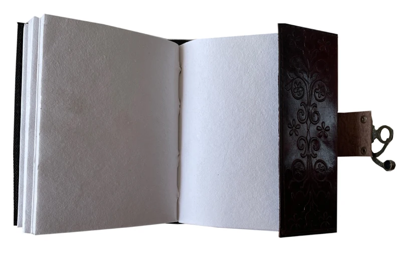 Handmade deckle edge paper mother of earth leather journal writing notebook tree of life antique embossed bound daily notepad