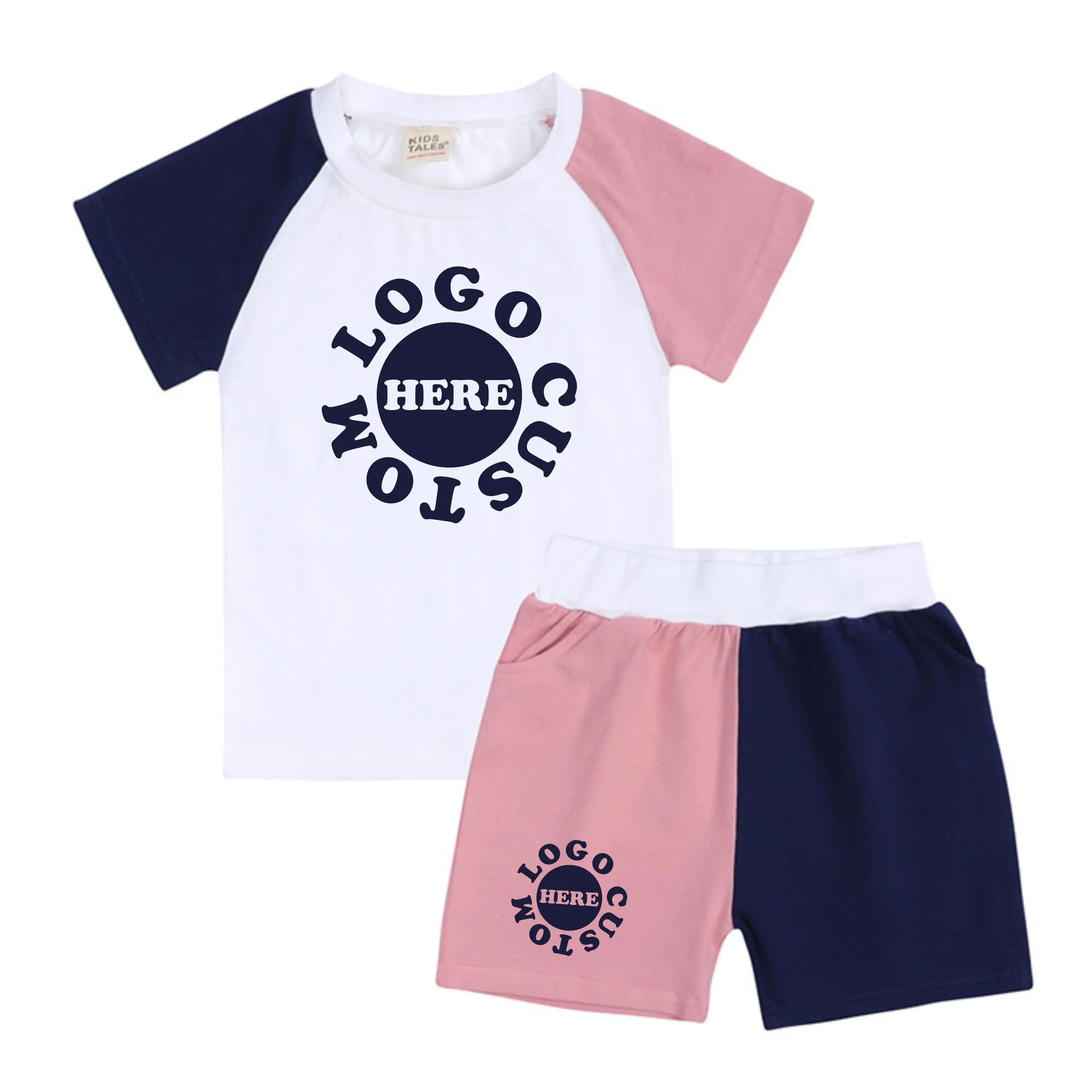Hot Sale Kids Tshirt Summer shorts Fashion Custom Printing Logo Casual Children High Quality Cotton Tshirt