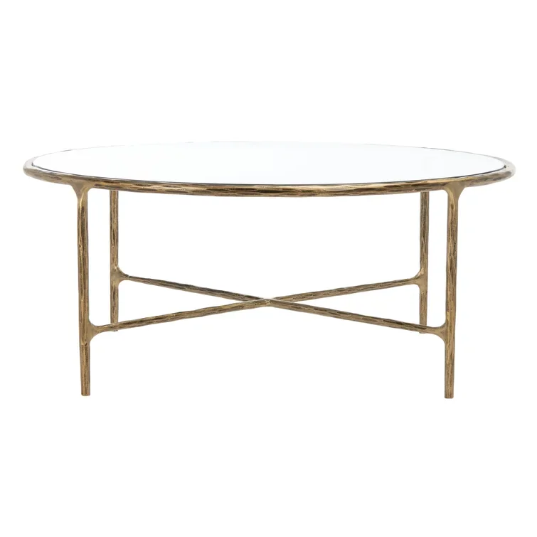 Best Quality Handmade 4 Leg Coffee Table For Living Room Furniture Top Luxury Golden Finish Glass On Top Center Table