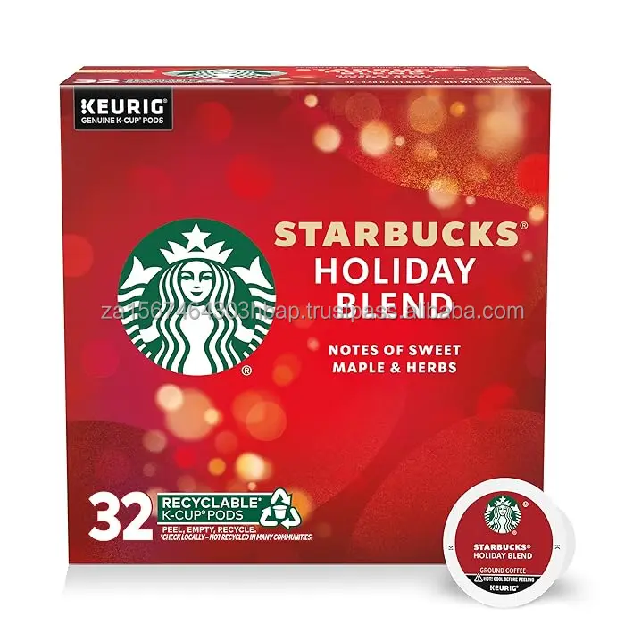 Starbucks K-Cup Coffee Pods, Medium Roast Coffee for Keurig Brewers, Holiday Blend, 100% Arabica, 1 Box (32 Pods)