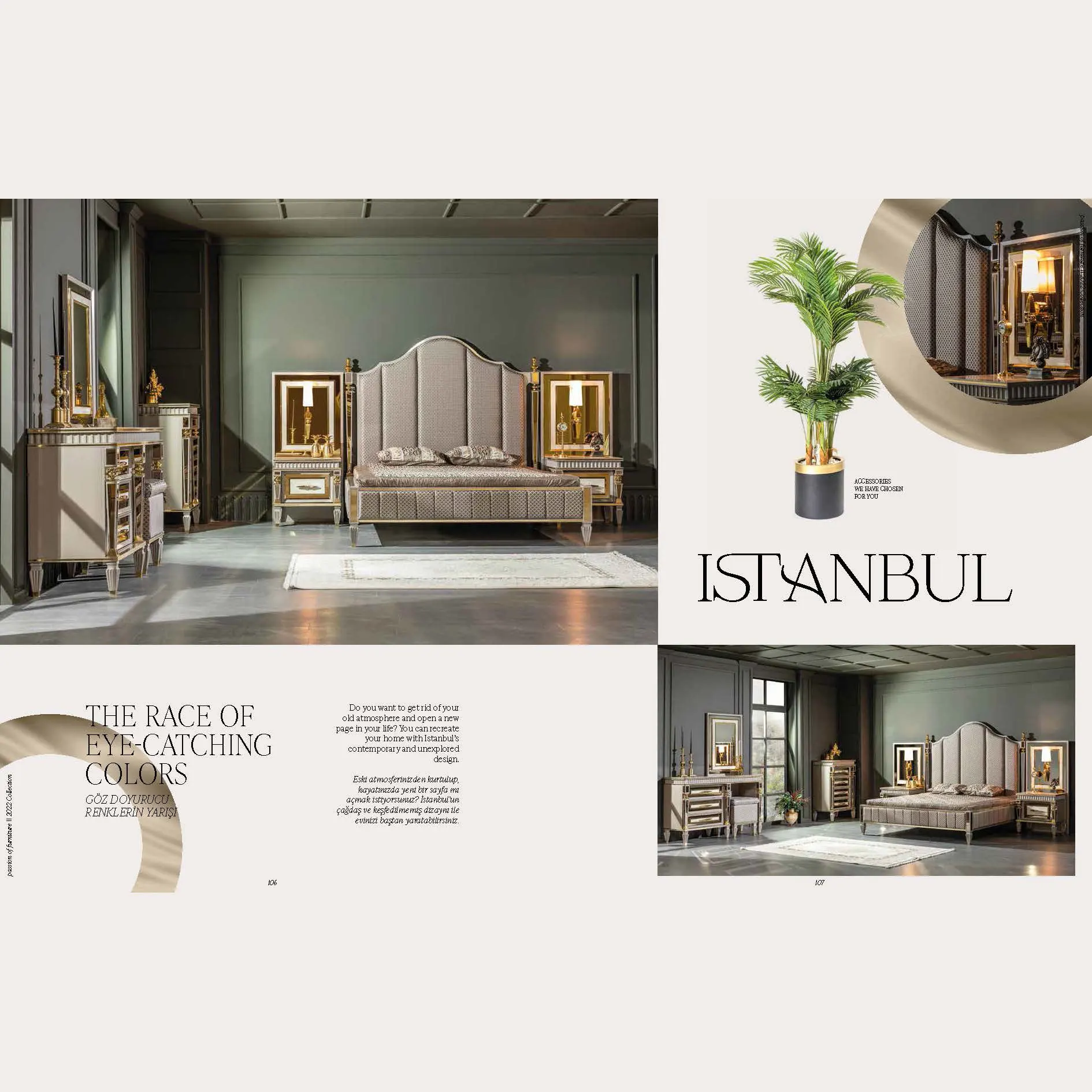 Luxurious Bedroom Furniture Set with Functional Wardrobe Luxury Glossy Home Furniture from Turkey Turkish Furniture King Size Be