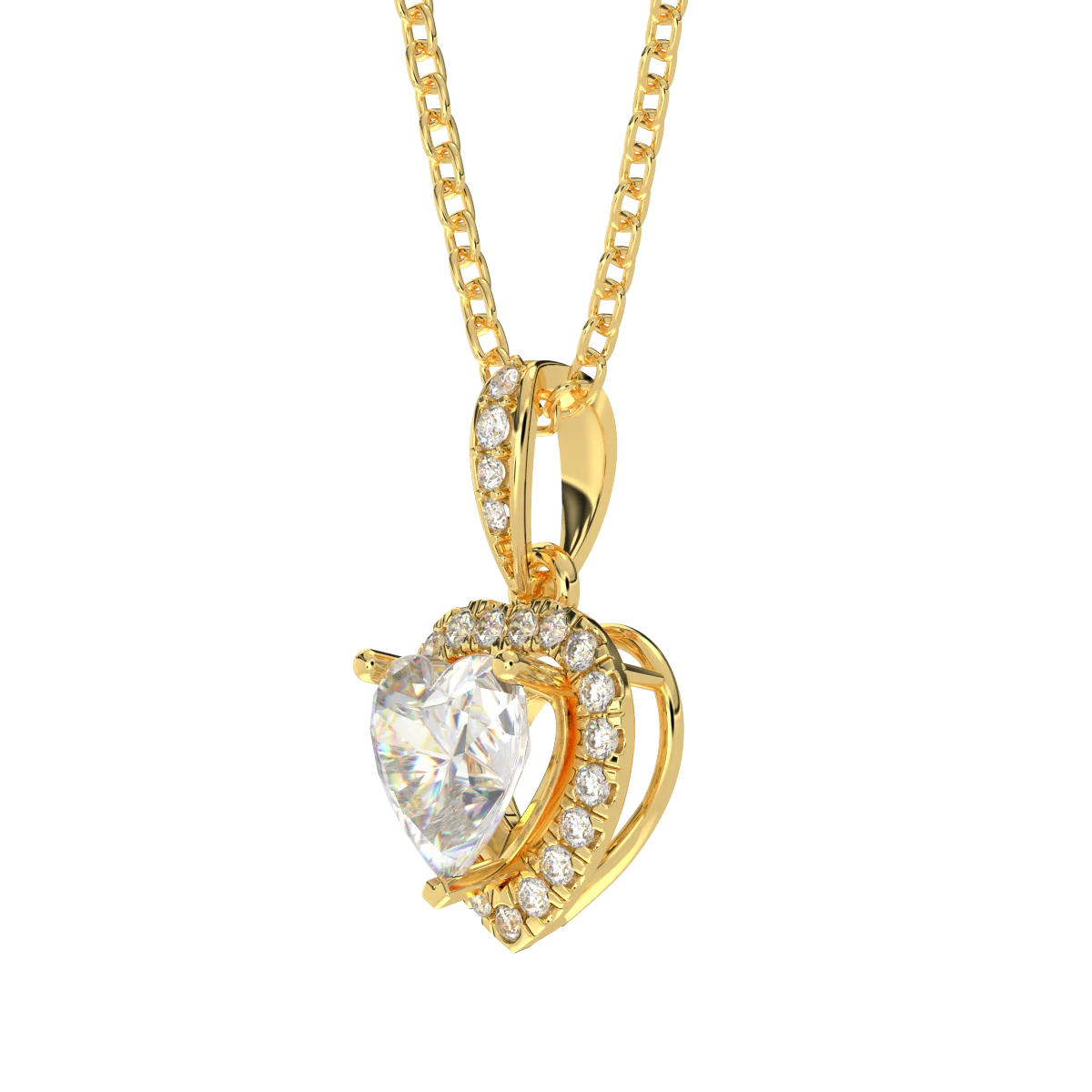 High Quality Fine Jewelry 10K Real Gold Heart Shape Custom OEM ODM Pendant Necklace For Women Calista Jewelry Bezel Set Halo