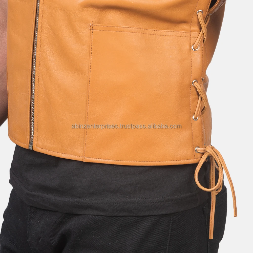 Customize Men New  Leather Vest New Design of 2024 In Real Leather With Zipper Closer Type Cheap Prices