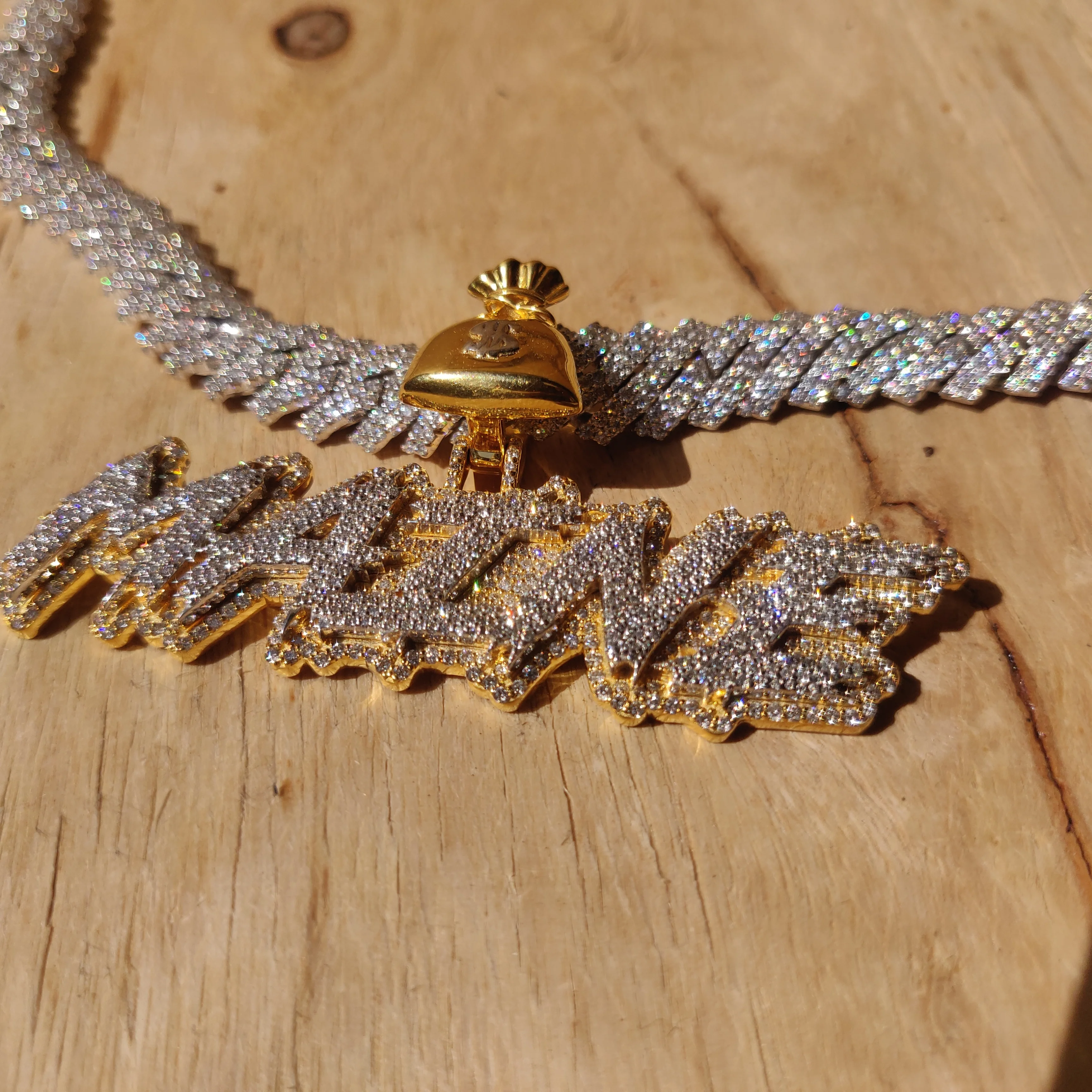 vvs moissanite Cuban link necklace iced out initial necklace solid gold chain bulk for men women