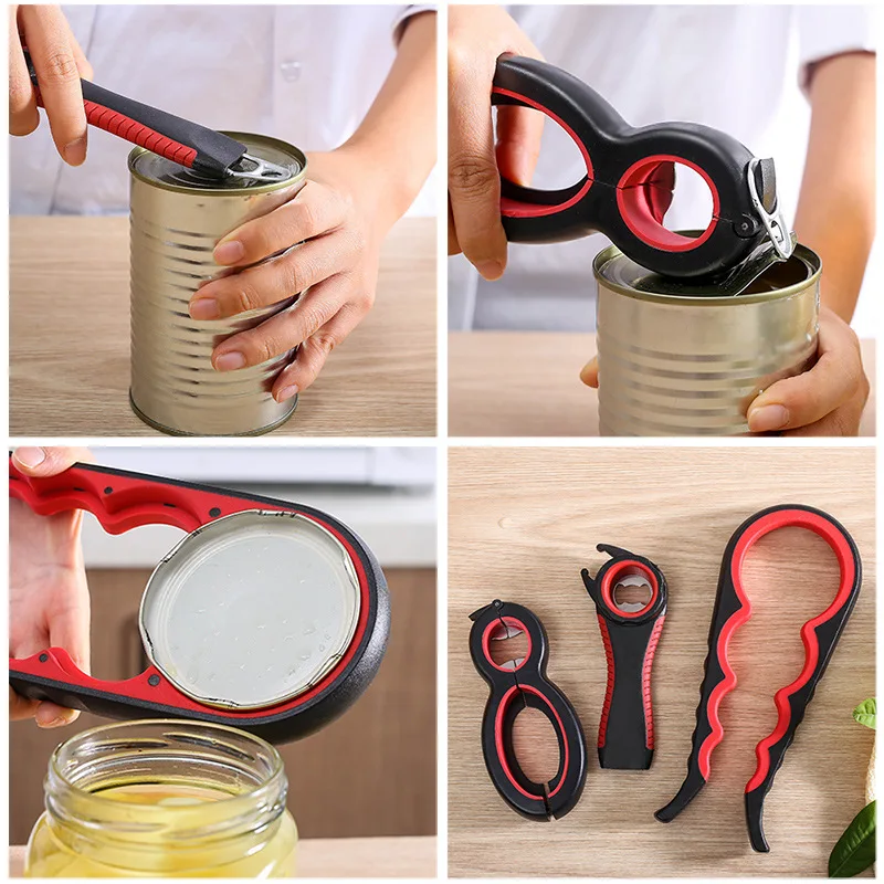 Multi function bottle opener set can opener portable jar opener for gift set