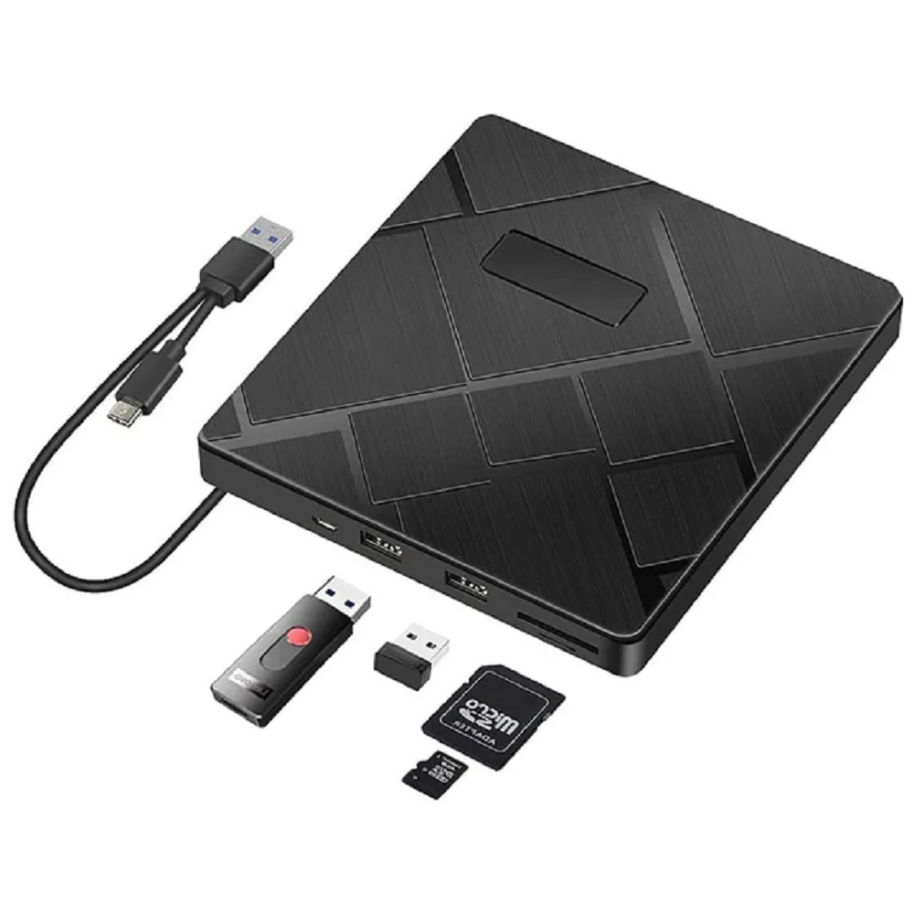 Type-c Cd drive can read and write 3.0 U disk /TF card SD card DVD hub compatible with Win 11/Macos Slim Optical Drives