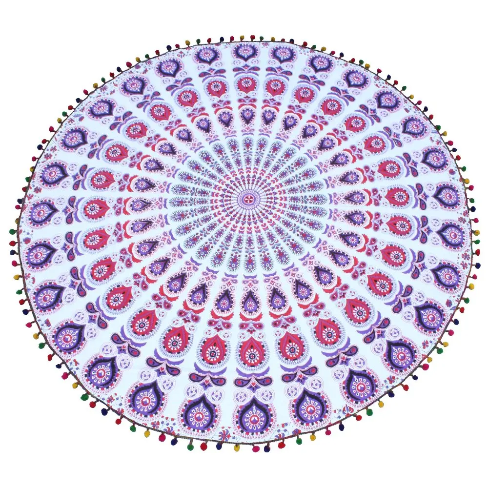 Popular Handicrafts Round Blankets Indian Mandala Roundie Beach Throw Blankets Print on Demand Sublimation Round Blanket