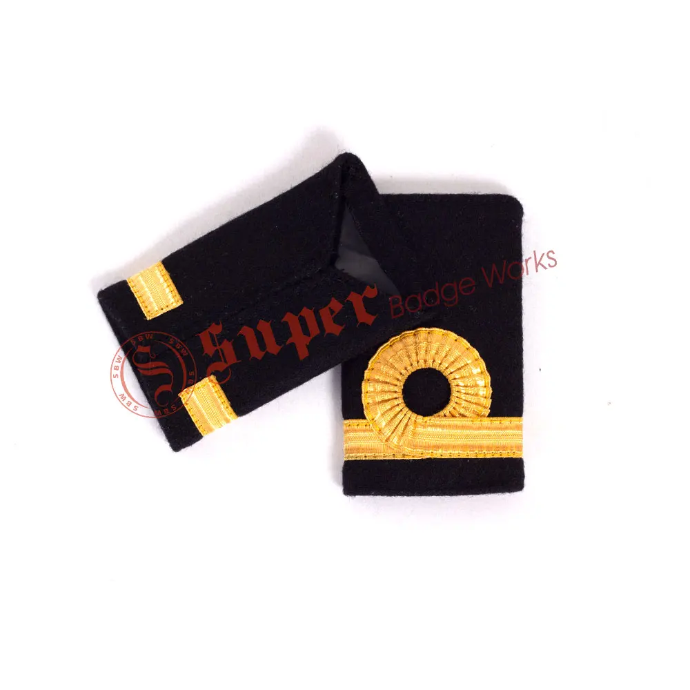 OEM High Quality Cadet Trainee Pilot Officer Gold Black Epaulettes Unisex Custom Uniform Badges for Airline Use