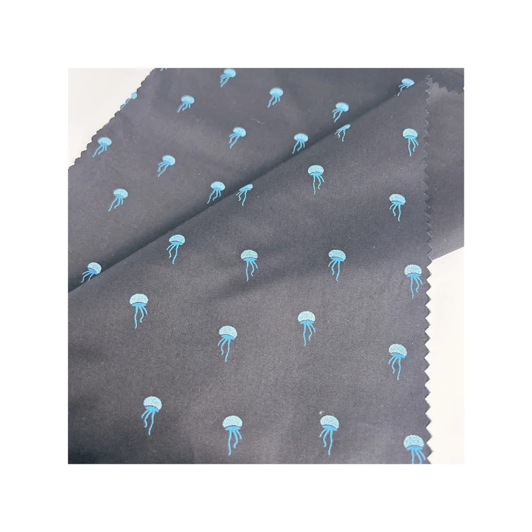 Top Favorite Mimi Fashion Organic Cotton Lasic Fabric Jellyfish Pattern Seamless Gots For Making Clothing Custom Design