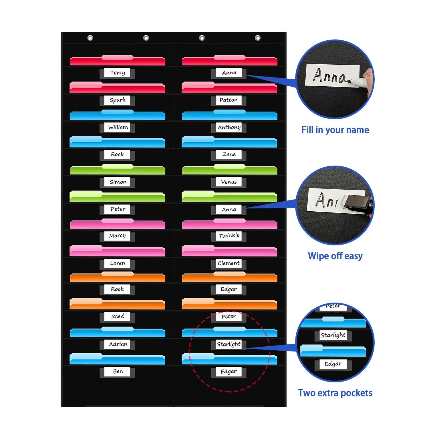 24 Pocket File Storage Pocket Chart,Hanging Wall File Organizer for Classroom and Office, Organize Your Assignments