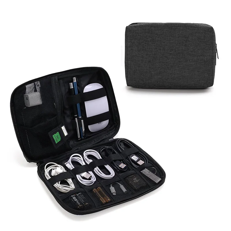 custom Tangle free cable bag Compact organizer Cord storage case Cable holder USB cable pouch storage case Digital storage bag