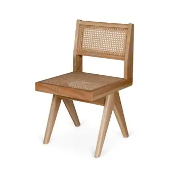 Cane Solid Wood Dining Chair with Cushion Wooden Multipurpose Seating Chair for Living Room Study Room Home and Office