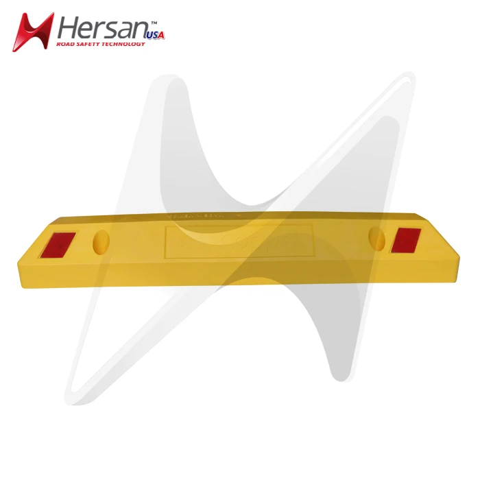 Hersan Traffic Separator Road Divider 30.5' Long Yellow Body Red Reflectors Strong Durable Plastic Road Divider Lane Separator