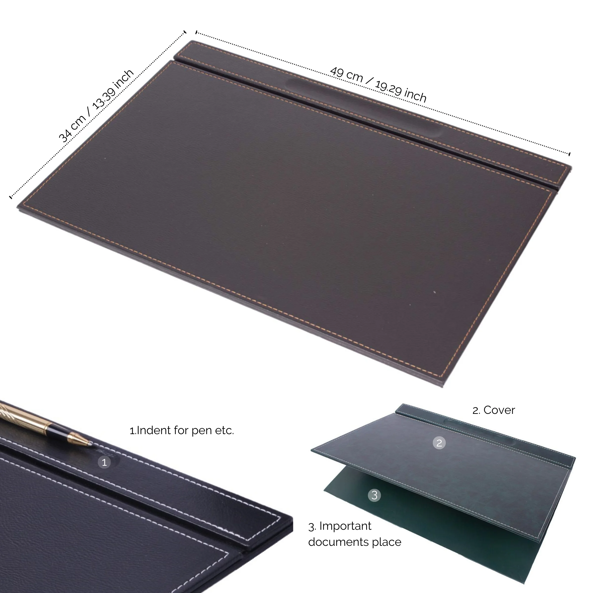 Vega Large Desk Pad and Office Accessories 4-Piece PU Leather Desk Set with Mesh Stationary and Desktop Organizer