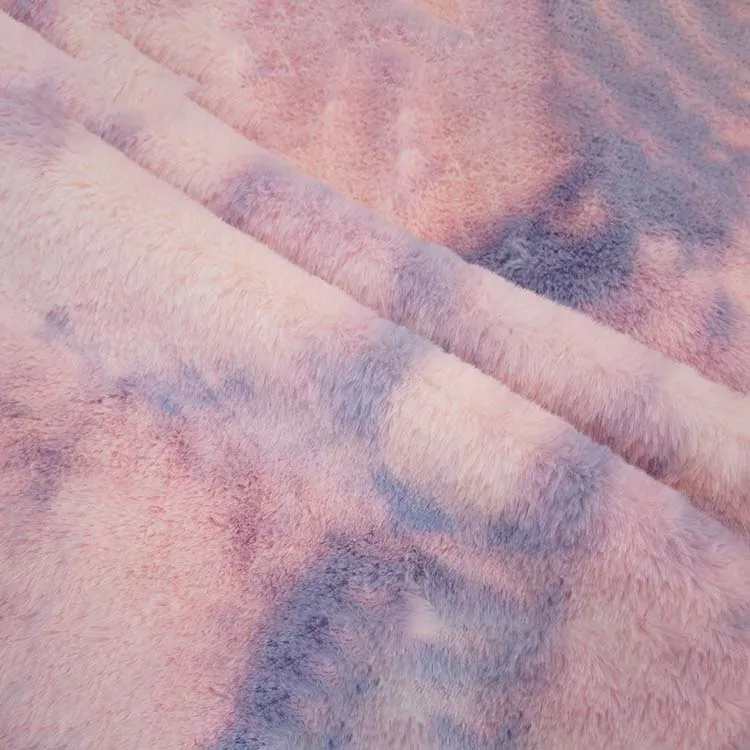 Super Soft Skin-friendly 400gsm Fleece 100%Polyester Colorful Pad Dyed Rabbit Faux Fur Fabric