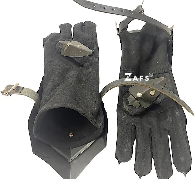 Medieval Blackened Mild Steel Gauntlets with Leather Gloves Cosplay Magnesia Crafts Handmade
