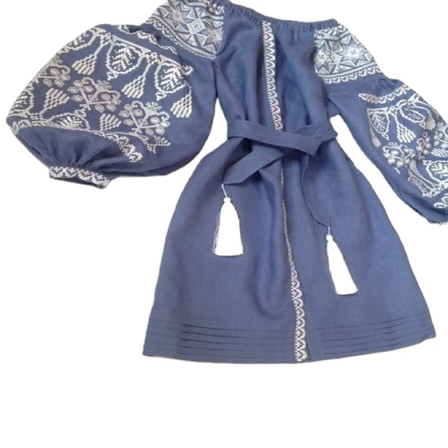 Boho Hand Embroidered Bohemian Halter Neck Maxi Dress Ladies Two Piece Beautiful White Mexican Style Dress