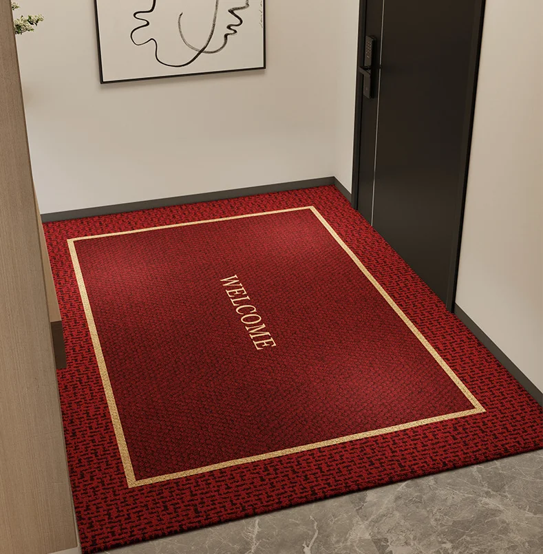 High-End Home Entrance Door Mats Red Festive Water-Absorbent and Non-Slip Stain-Resistant Floor Mats