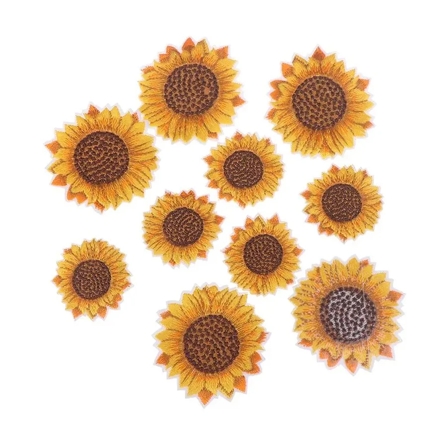 Embroidered Sunflower Patch On Sew On Flower Sticker Jeans Pants Shoes Bags Fabric Appliques Handmade Badge