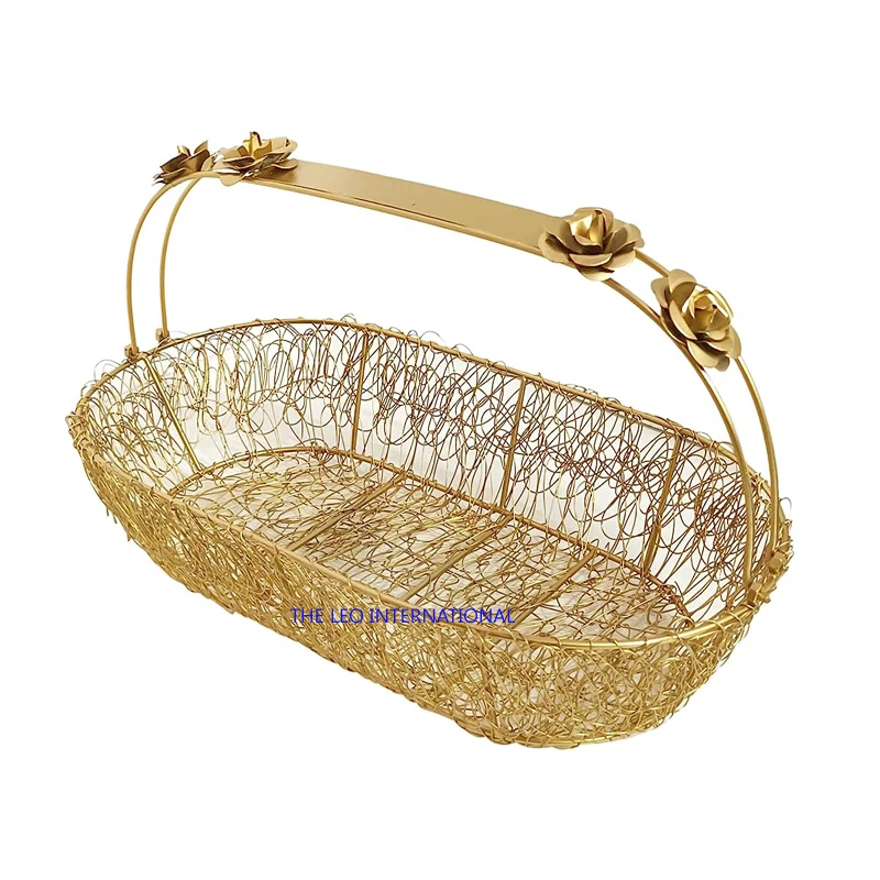 New design Nostalgic White color metal Gift Basket 8X4X6 Inch luxury lifestyle festival greeting gifts return wedding wishes