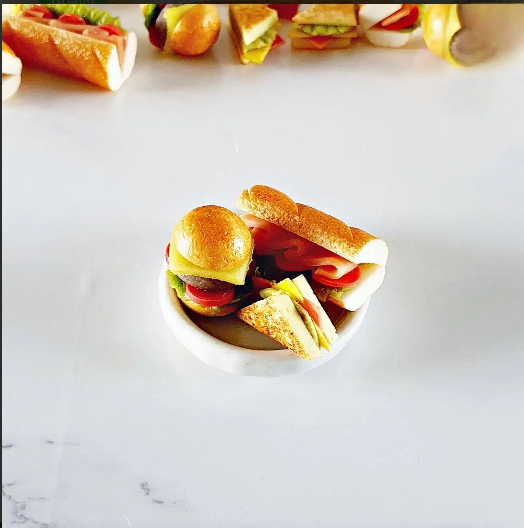 Dollhouse Miniatures Food Burger Sandwich Pepsi Cup Set