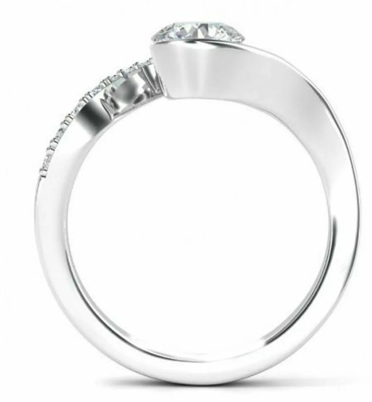 White Color Moissanite Diamond Engagement Ring 925 Silver plated Size 7.25 14k white Gold Plated