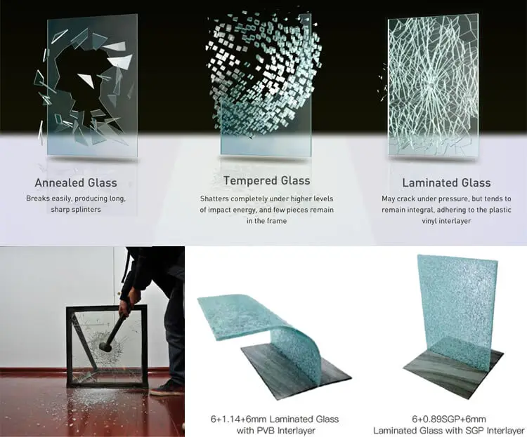 Ulianglass laminated glass safety glass sunroom sgb laminated glass PVB0.38 0.76 1.14 1.52 mm ceilings and floors