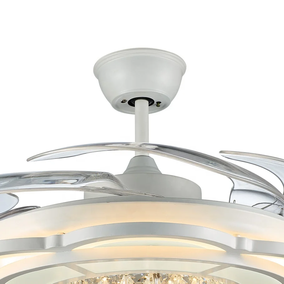 The high-selling elegant crystal lamp fan decorative crystal hidden blades ceiling fan invisible ceiling fan with light
