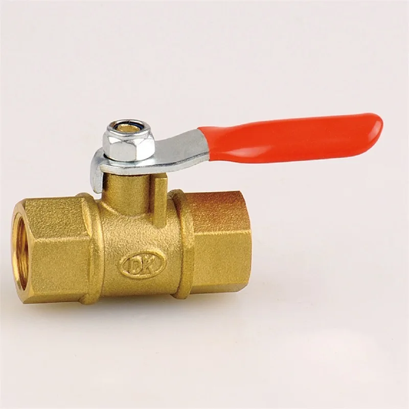 Internal and external thread 2-point 1/4 red handle brass pneumatic ball valve/water valve