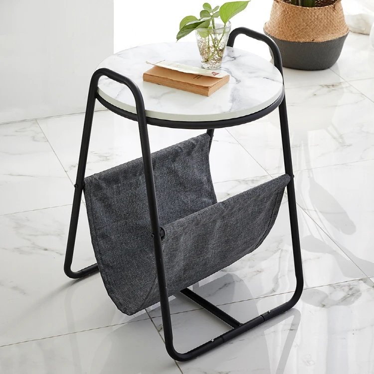 Portable coffee table with movable small side table Rack Wooden Top Metal Base Sofa Coffee Side End Table Floor Standing Fabric