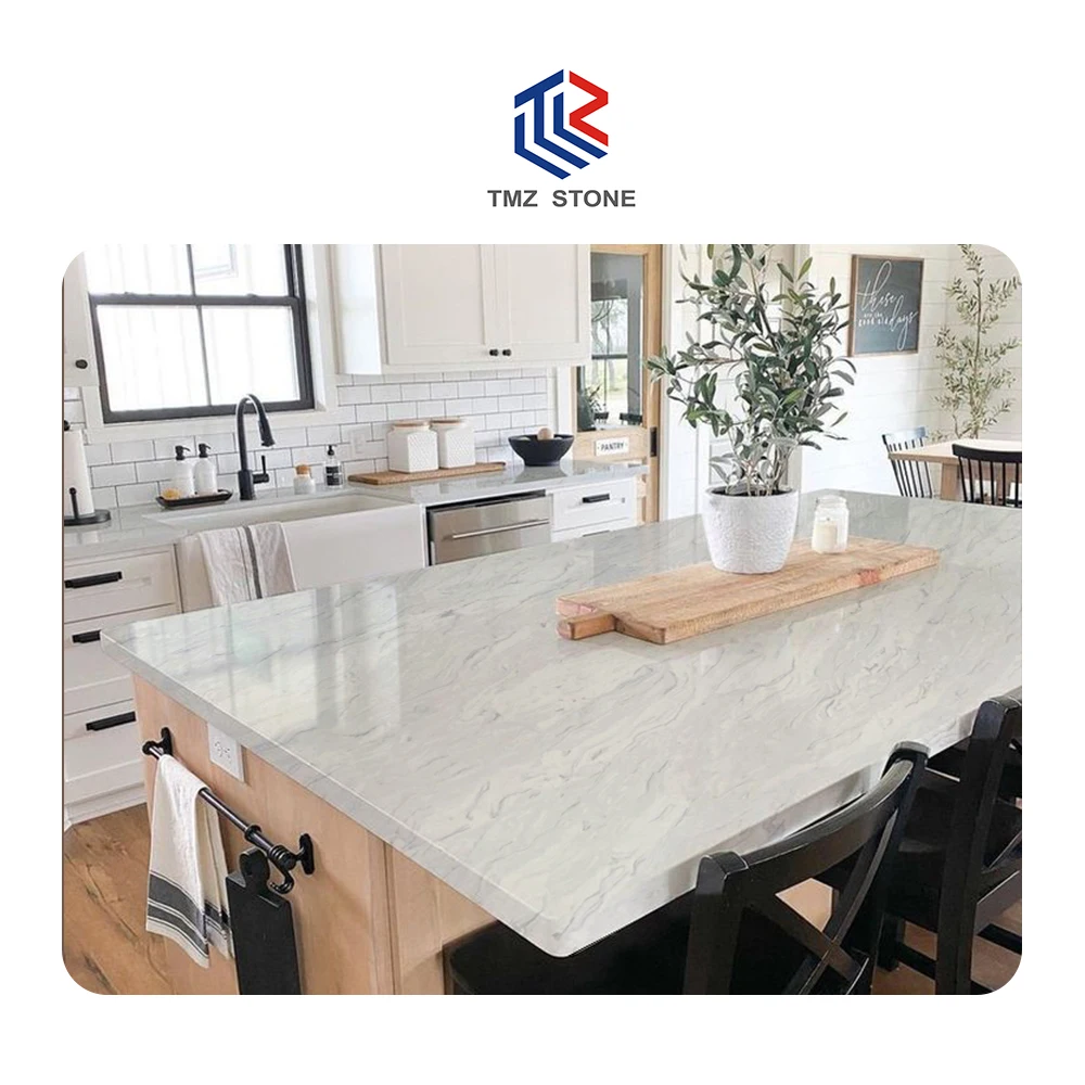 TMZ OEM/ODM Quartzo blaty Artificial Good Factory Price White Calacatta Artifical Quarts quartz shower panel decoration