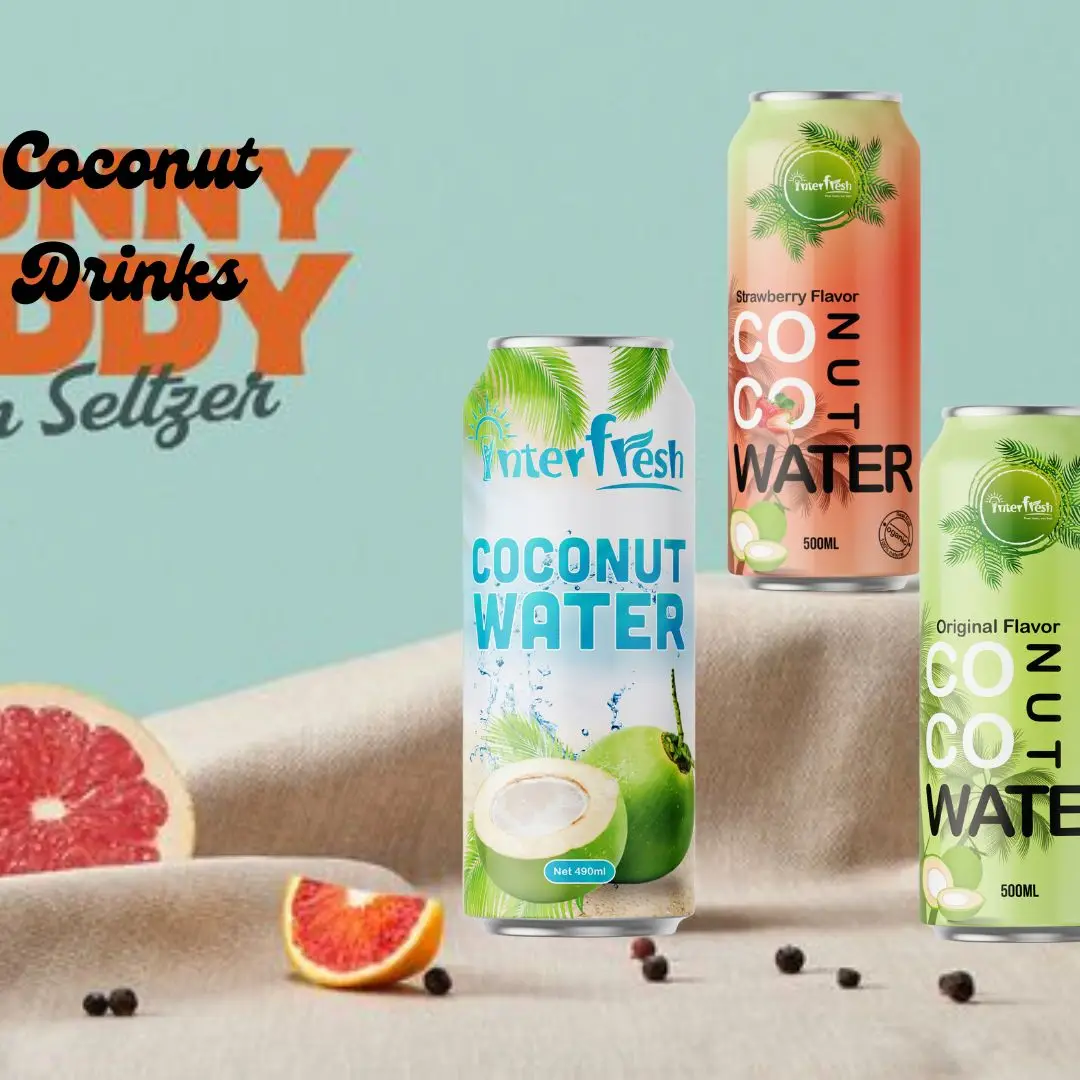 Ready to ship Pure Coconut Juice Can 330ml INTERFRESH HALAL Organic Beverage OEM Manufacturer Coconut Juice Drink With Pulp