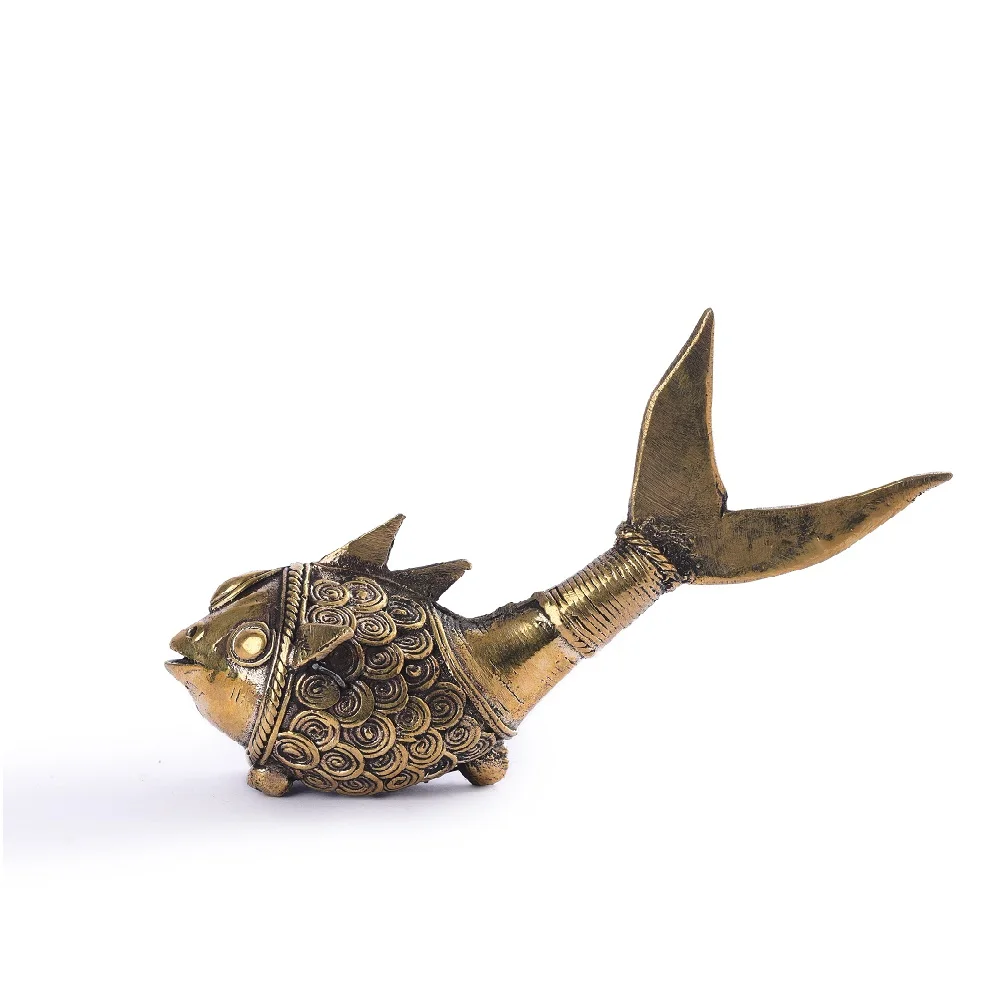 Tribal Brass Fish hand mad gold brass Decorative table fish
