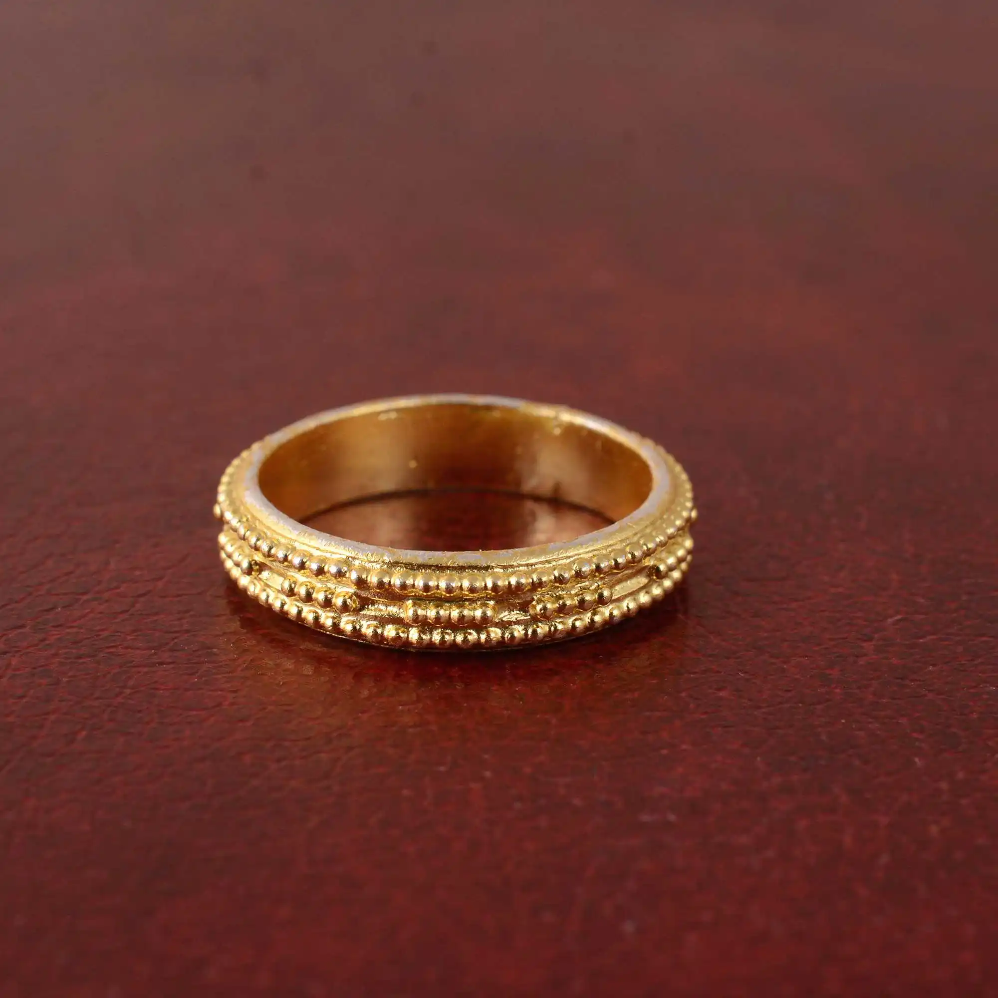 New Wholesale Simple korean designer Solid 18k Gold Plated ring band minimalist women 14k gold Plated ring