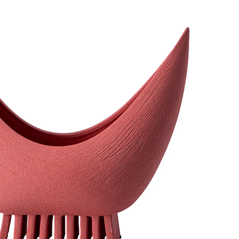 Modern Simple Home Furnishing Retro White Ceramic Flower Vases Red Sculptures Decoration Pottery Decoration