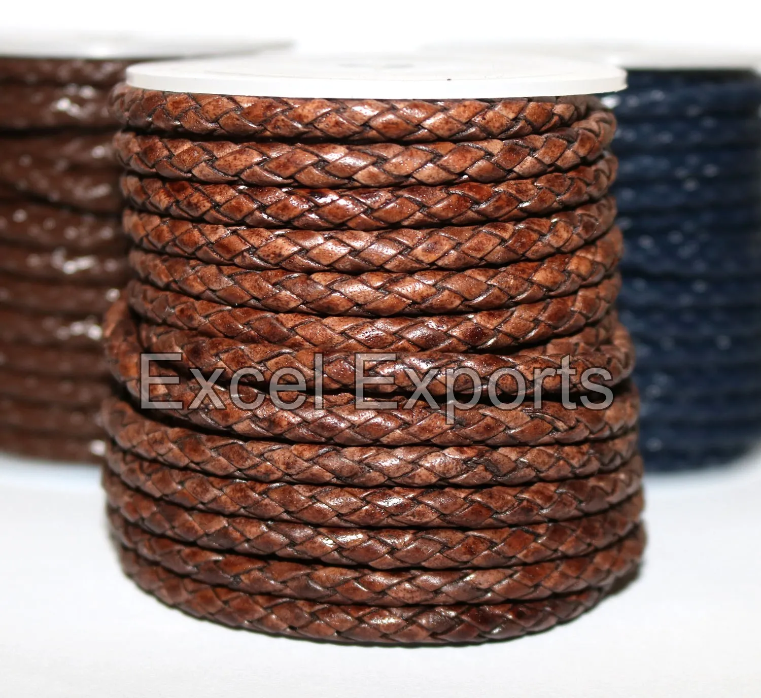 Hot Sale 6mm Genuine Braided Leather Cord Black Brown Vintage round Rope for DIY Bracelet Shoe Belt Sofa Making by Excel Export