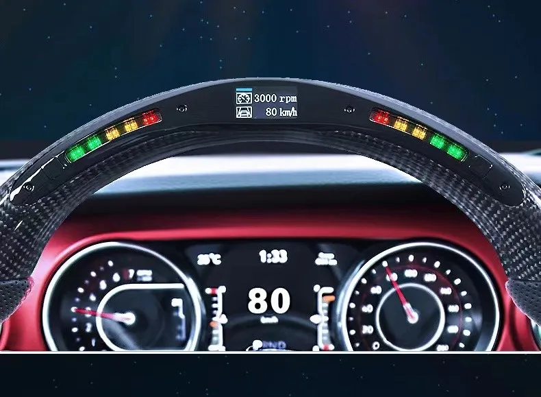 Высококачественное светодиодное Спортивное Автомобильное рулевое колесо из углеродного волокна модернизированное для Audi A4 A5 S3 S4