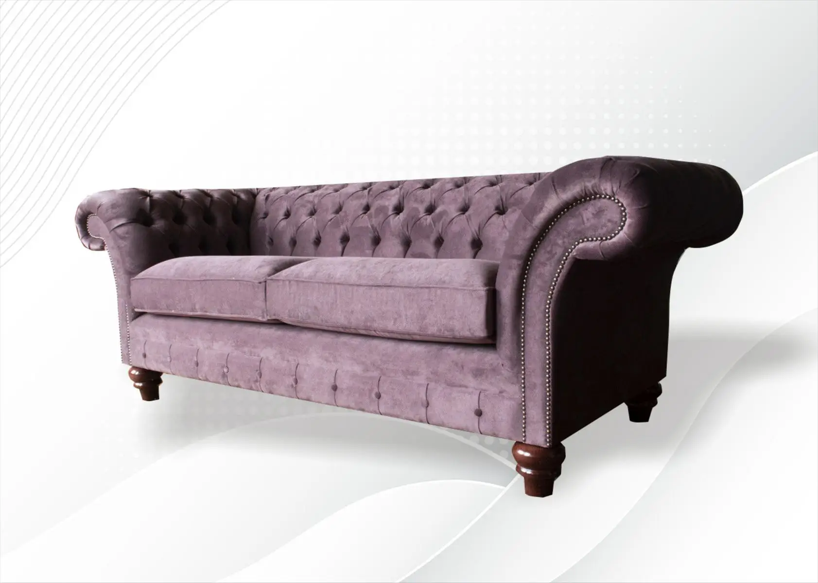Chesterfield Couch Upholstery Classic Leather Textile 3 Seater Sofa Three-Seater