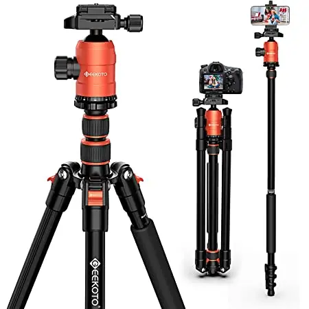 GEEKOTO 77' Tripod Aluminum Camera Tripod Monopod Foldable DSLR Tripod for Travel