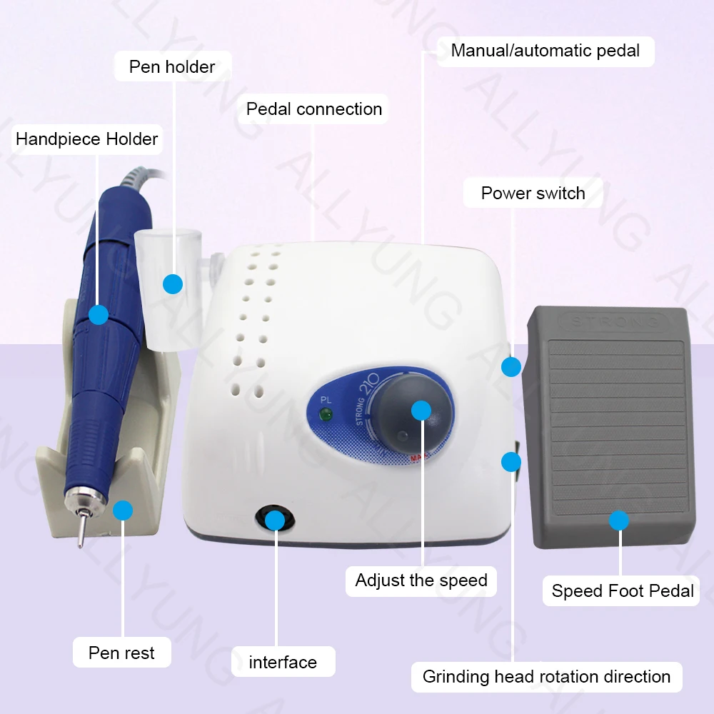 Portable Cordless 210 65W Nail Drill Machine 35000 RPM Micromotor High Quality Steel Plastic Pedicure Salon