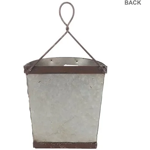 Galvanized Metal Slotted Vented Tin Olive Bucket Wall Pocket with Hanger Works For Plants