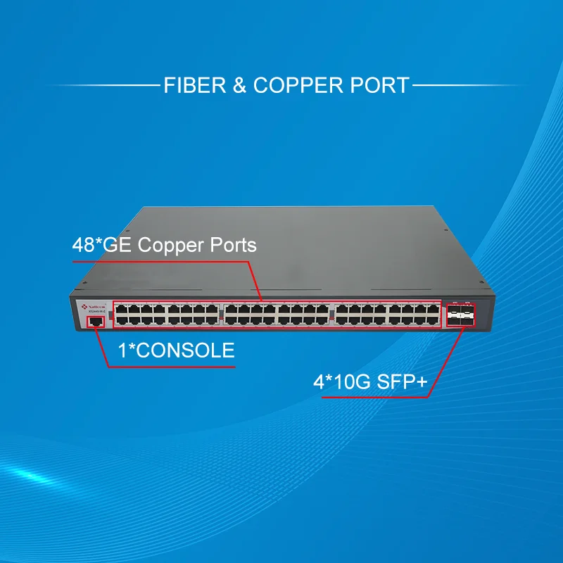 Высокоскоростной L3 Управляемый 4 10GE порт SFP 48 медный гигабитный коммерческий коммутатор Ethernet