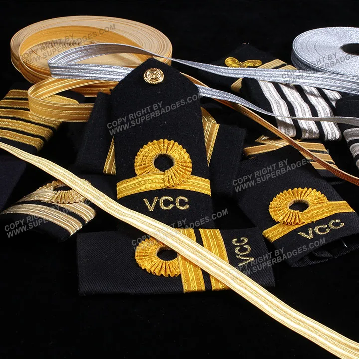 Custom High Quality Epaulets Pilot Epaulettes and Badge Formal Ceremonial Uniform Epaulette Accessories Shoulder Boards logos