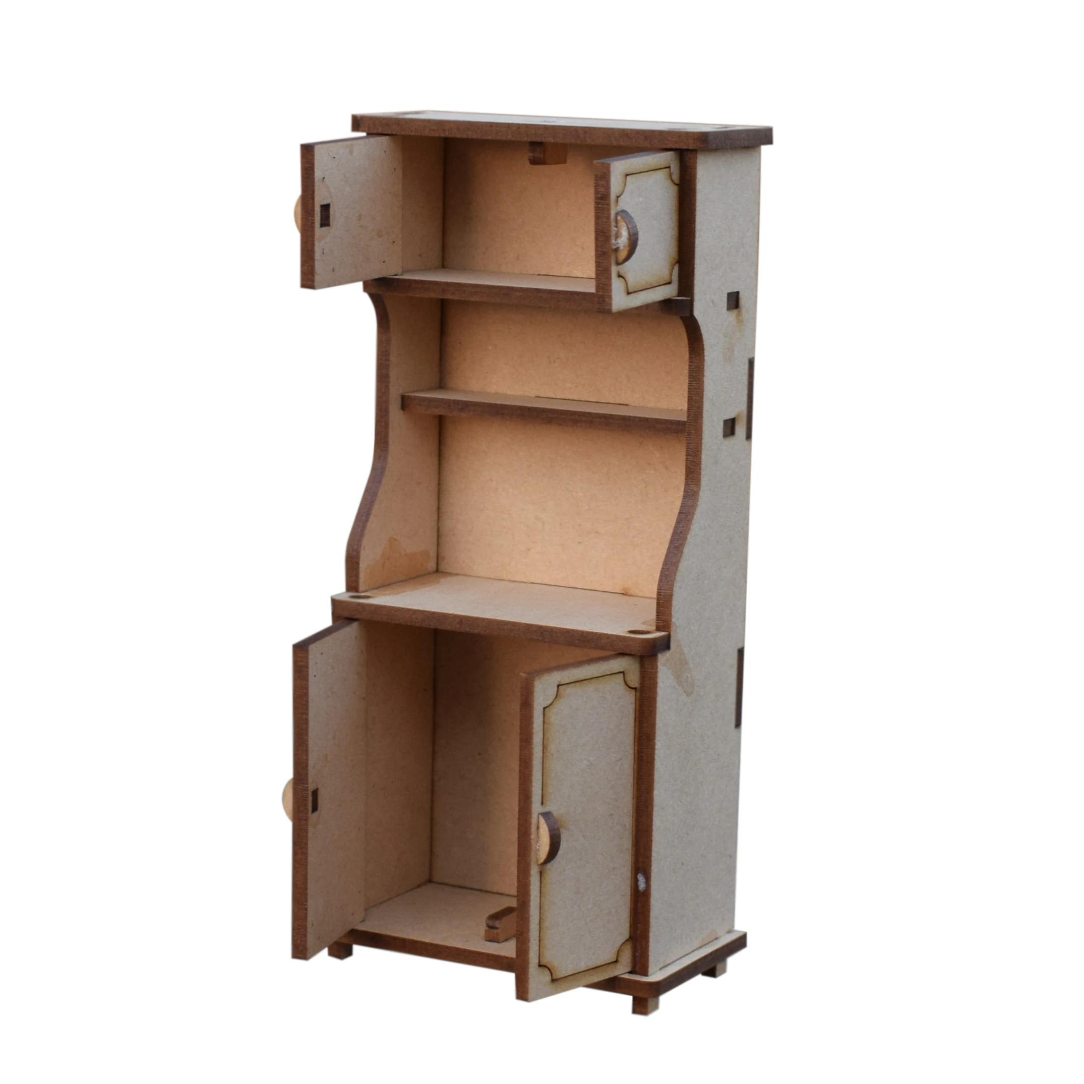 Dollhouse Crockery Miniature Cabinet With Working Doors Laser Cut Wooden Cabinet High Quality Miniature Cupboard Bookshelf