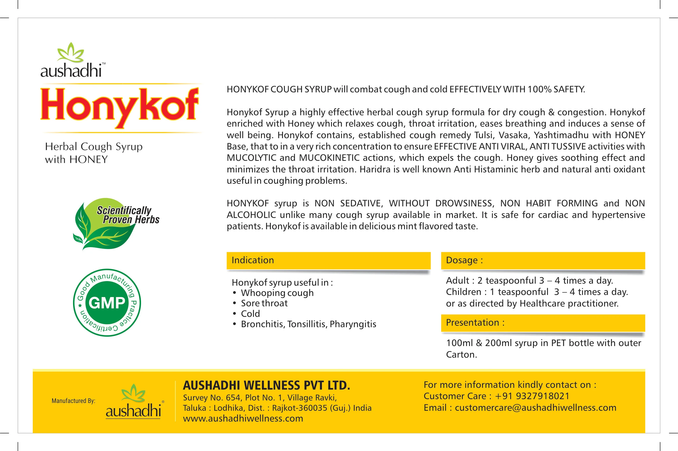 Herbal Cough Syrup for Wet & Dry cough enhance with herbal like Tulsi, Vasa, Haldi & Honey