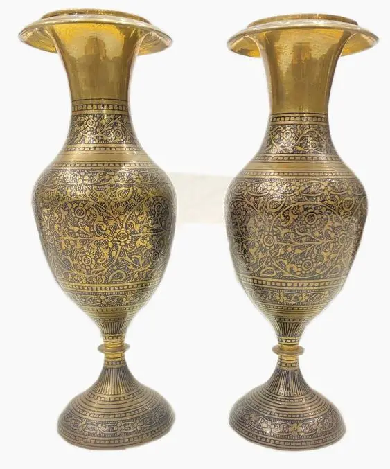 Engraved Design Amazing Brass Flower Vases Sets Reliable Quality Customized Fantastic Living Room Floor Decor Metal Vase