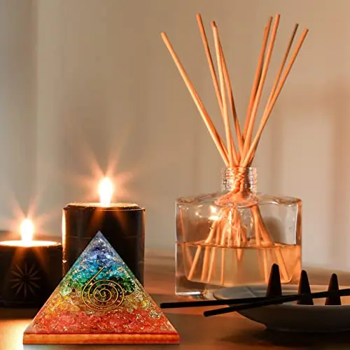 STONE MANTRA Best Quality Seven Chakra Orgonite Pyramid EMF Protection For Home Decor | Healing | Vaastu | Meditation