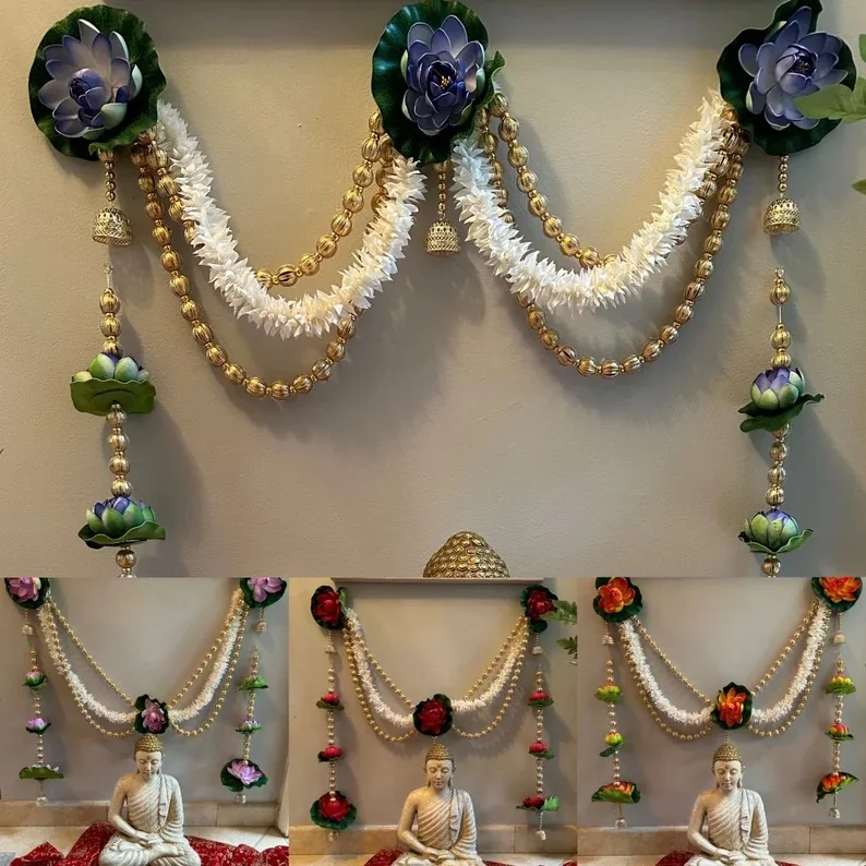 Romantic Flower Toran Floral Bead Bandarwar Jasmine Door Valance Wedding Decoration Stage Backdrop Housewarming Gift Party Favor