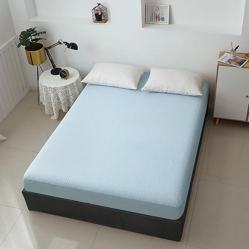 oem customized logo design air layer TPU waterproof sheet pillowcase dust cover and cross-border cotton jacquard bedsheet