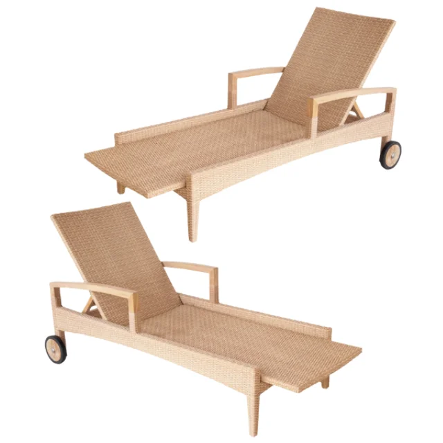 New Product High Quality Rattan Sun Loungers Outdoor Sunbed Beach Chair Natural Folding Chair Direct Factory